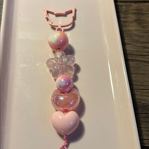 Pink Beaded Key Holder